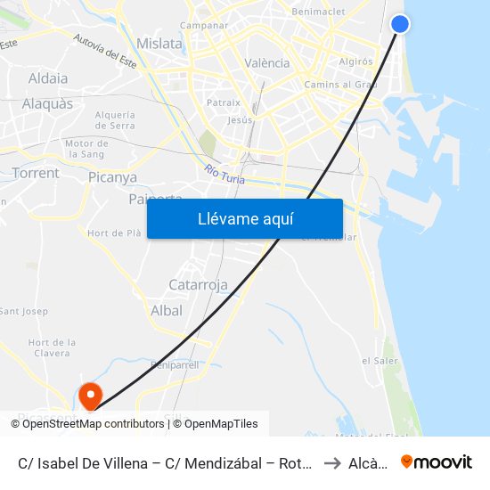 C/ Isabel De Villena – C/ Mendizábal – Rotonda [Valencia] to Alcàsser map