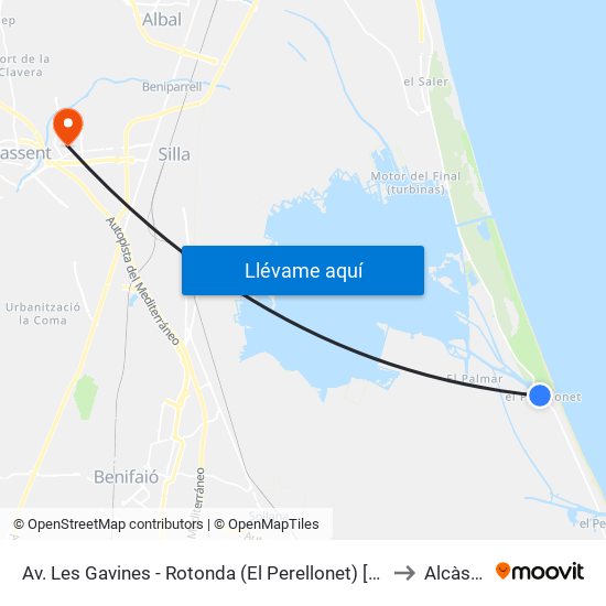Av. Les Gavines - Rotonda (El Perellonet) [València] to Alcàsser map