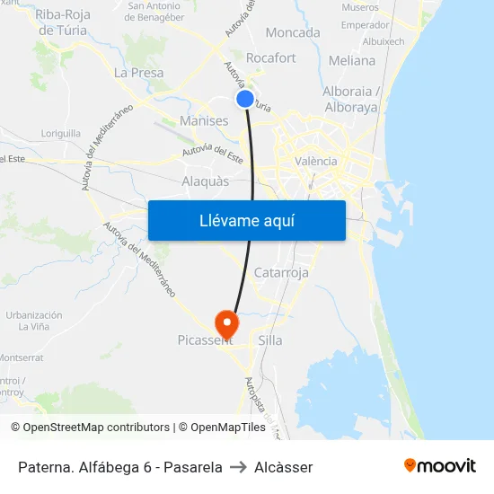 Paterna. Alfábega 6 - Pasarela to Alcàsser map