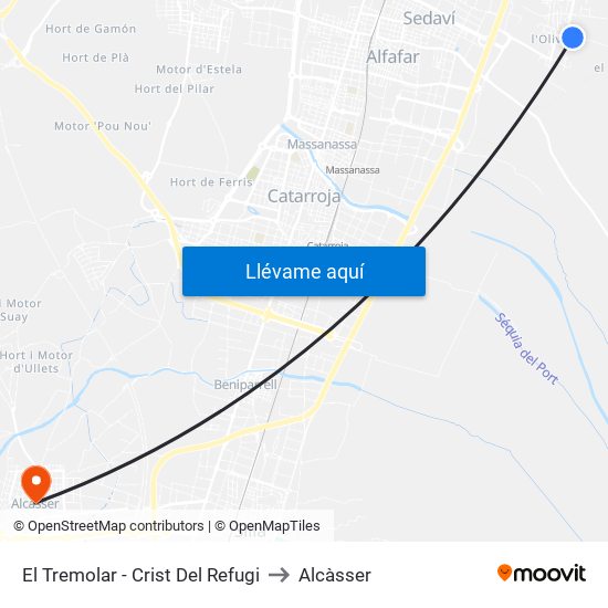 El Tremolar - Crist Del Refugi to Alcàsser map