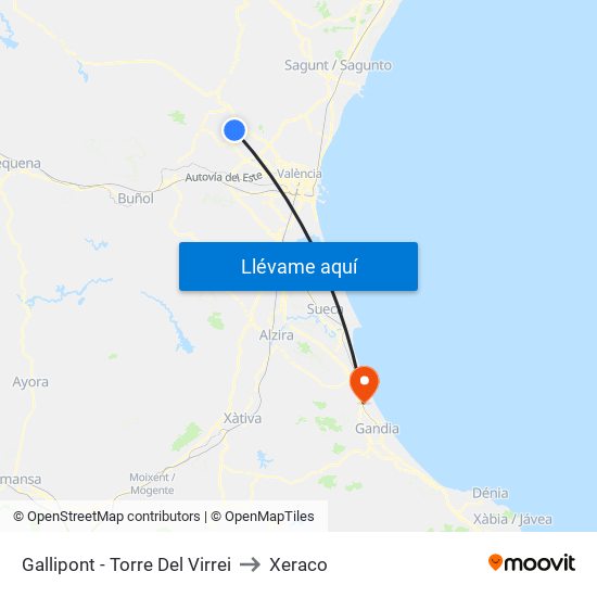 Gallipont - Torre Del Virrei to Xeraco map