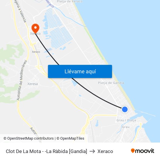 Clot De La Mota - -La Ràbida [Gandia] to Xeraco map