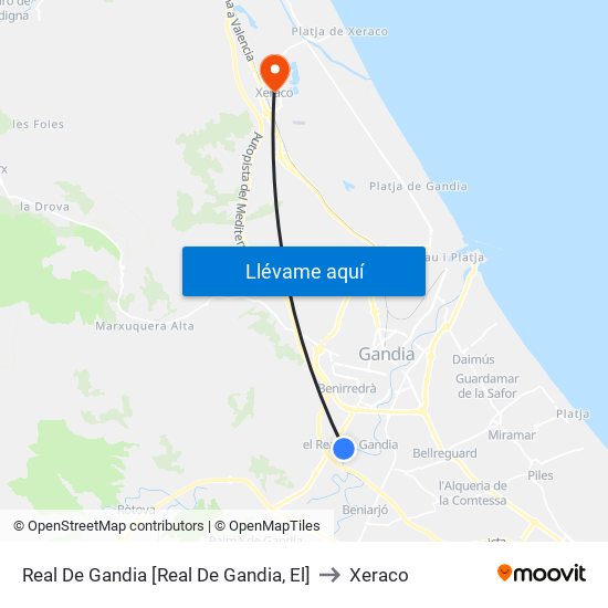 Real De Gandia [Real De Gandia, El] to Xeraco map