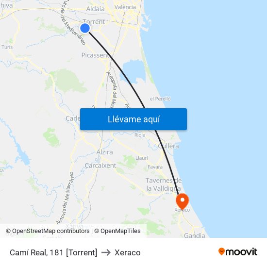 Camí Real, 181 [Torrent] to Xeraco map