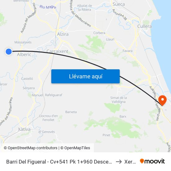 Barri Del Figueral - Cv+541 Pk 1+960 Descendente [Alberic] to Xeraco map