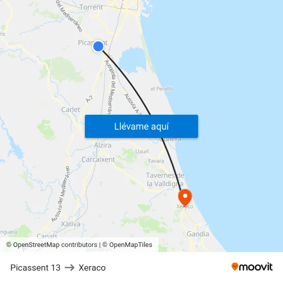 Picassent 13 to Xeraco map
