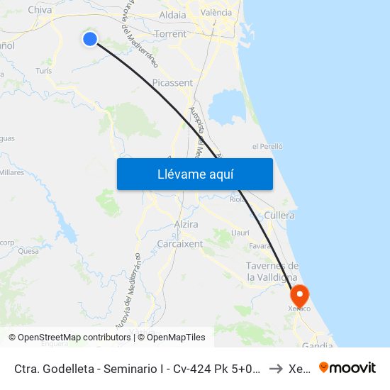 Ctra. Godelleta - Seminario I - Cv-424 Pk 5+020 Ascendente [Godelleta] to Xeraco map