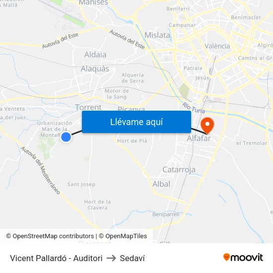 Vicent Pallardó - Auditori to Sedaví map