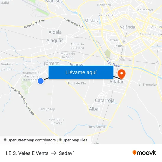 Camí De Les Canteres - Ies Veles E Vents to Sedaví map