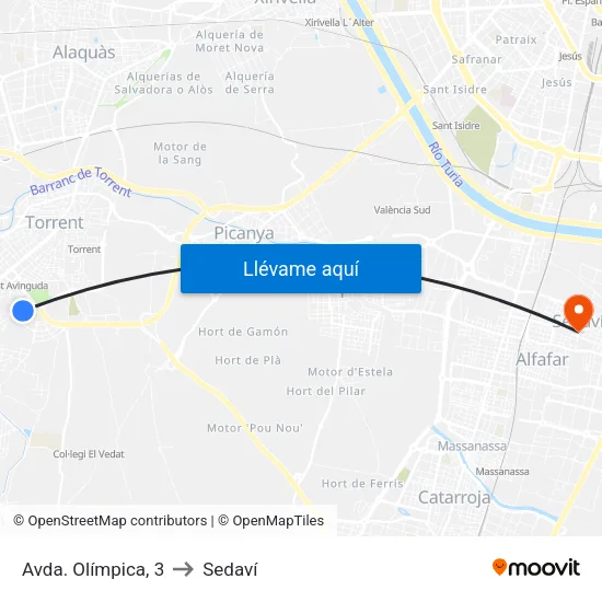 Olímpica to Sedaví map