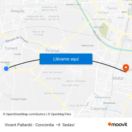 Vicente Pallardó - Concordia to Sedaví map