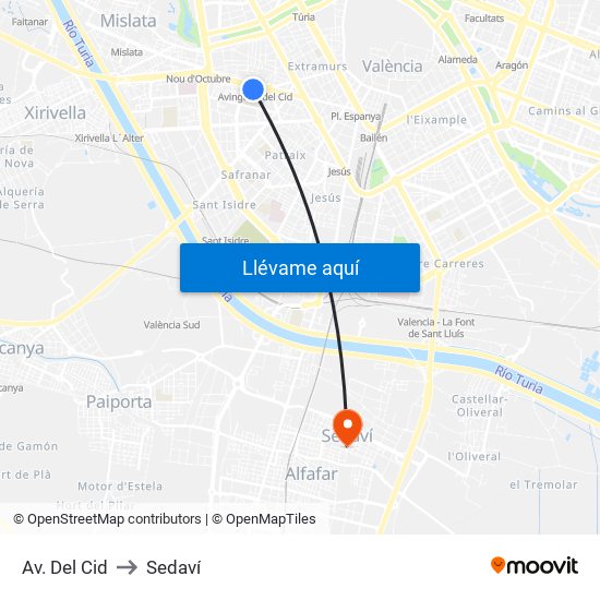 Av. Del Cid to Sedaví map