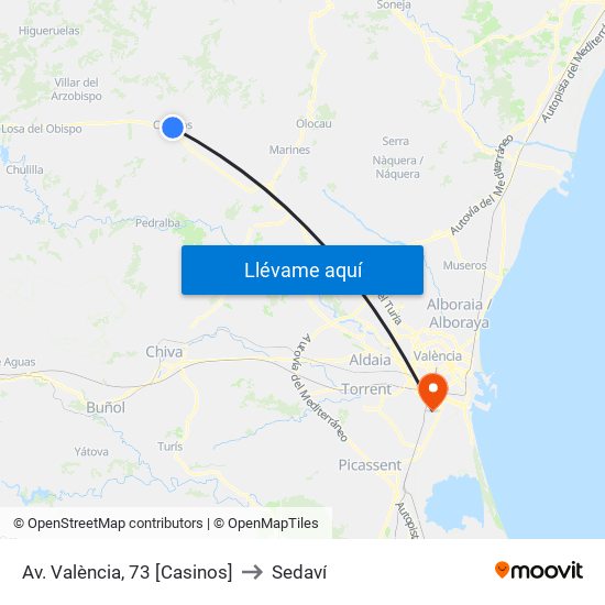 Av. València, 73 [Casinos] to Sedaví map