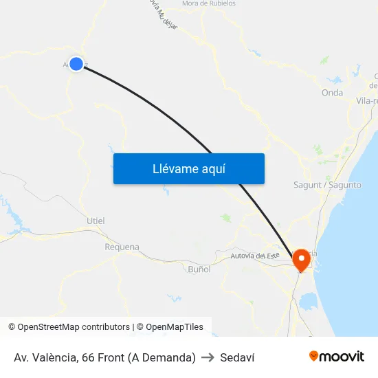 Av. València, 66 Front (A Demanda) to Sedaví map