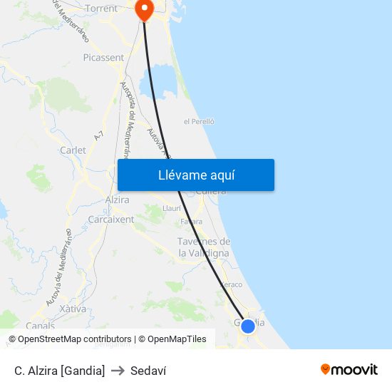 C. Alzira [Gandia] to Sedaví map