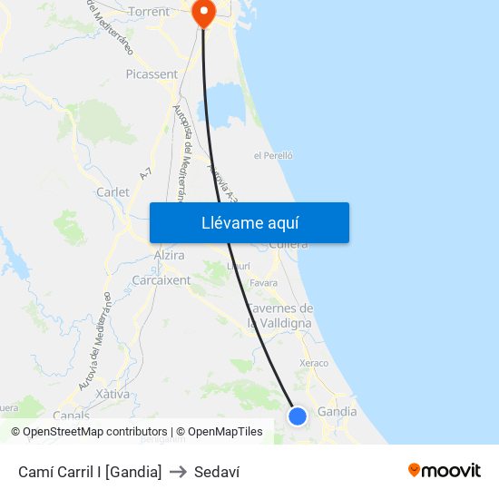 Camí Carril I [Gandia] to Sedaví map