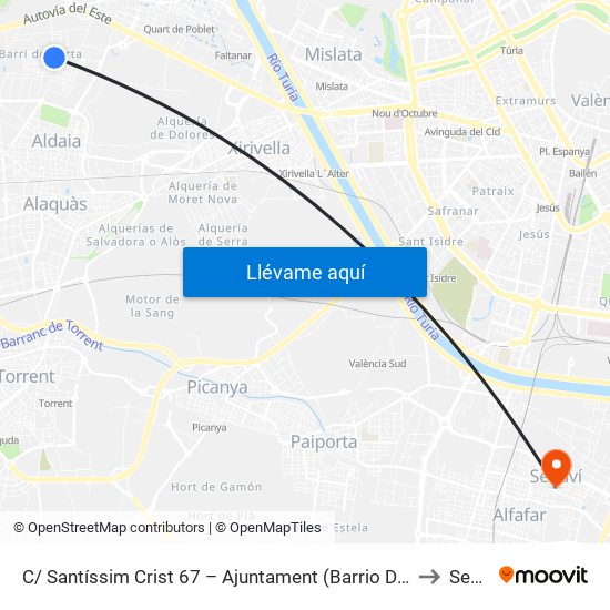 C/ Santíssim Crist 67 – Ajuntament (Barrio Del Cristo) [Aldaia] to Sedaví map