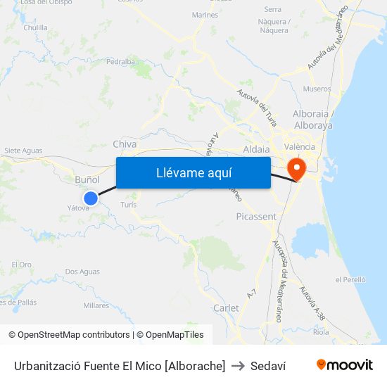 Urbanització Fuente El Mico [Alborache] to Sedaví map