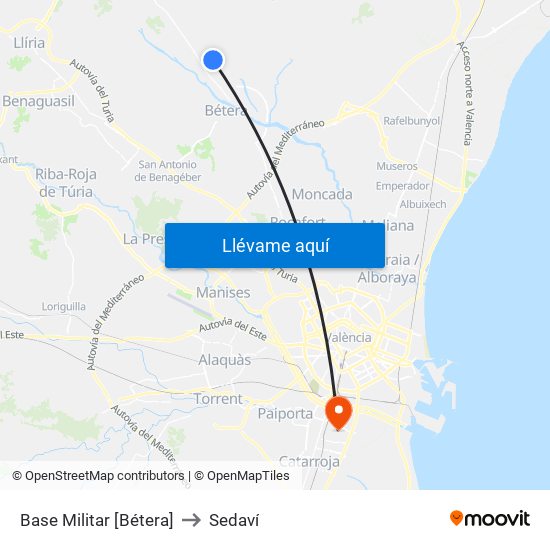 Base Militar [Bétera] to Sedaví map
