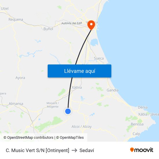 C. Music Vert S/N [Ontinyent] to Sedaví map