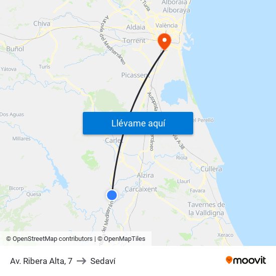 Av. Ribera Alta, 7 to Sedaví map
