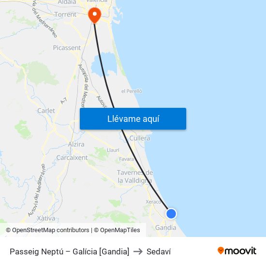 Passeig Neptú – Galícia [Gandia] to Sedaví map
