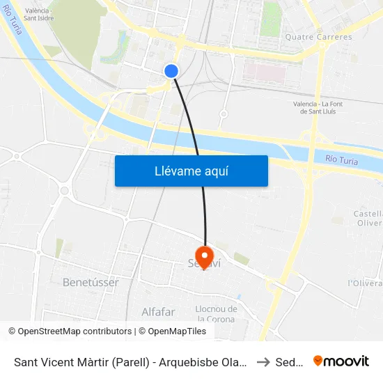 Sant Vicent Màrtir (Parell) - Arquebisbe Olaechea to Sedaví map