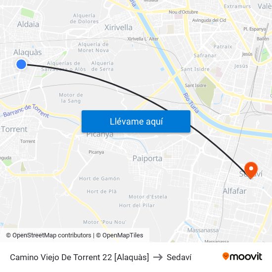 Camino Viejo De Torrent 22 [Alaquàs] to Sedaví map