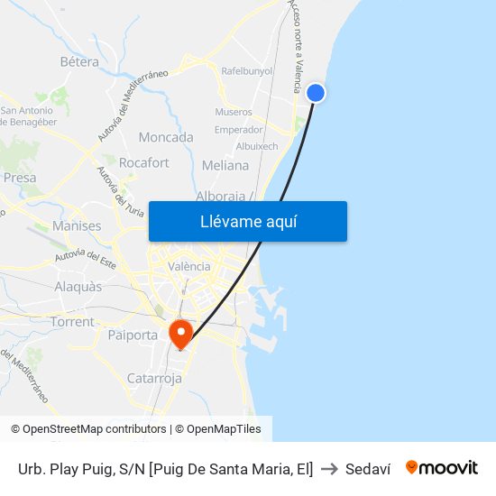 Urb. Play Puig, S/N [Puig De Santa Maria, El] to Sedaví map