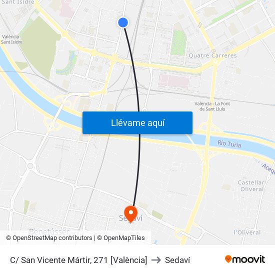 C/ San Vicente Mártir, 271 [València] to Sedaví map