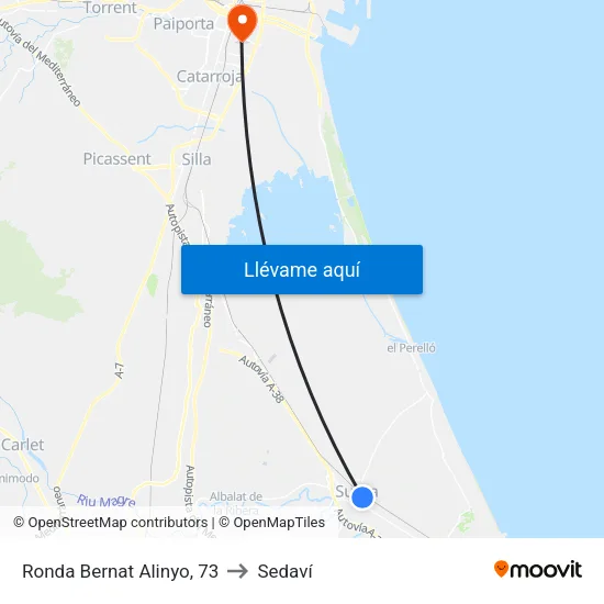 Ronda Bernat Alinyo, 73 to Sedaví map