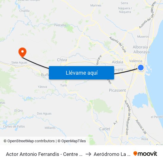 Actor Antonio Ferrandis - Centre Comercial to Aeródromo La Loma map