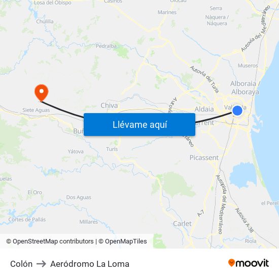 Colón to Aeródromo La Loma map