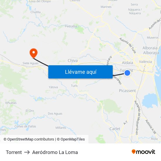 Torrent to Aeródromo La Loma map