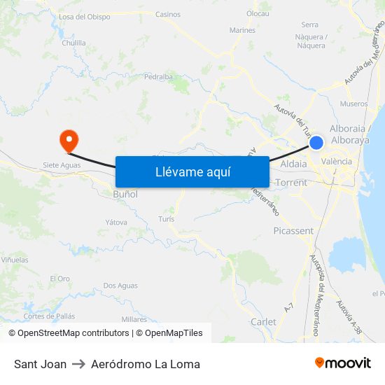 Sant Joan to Aeródromo La Loma map