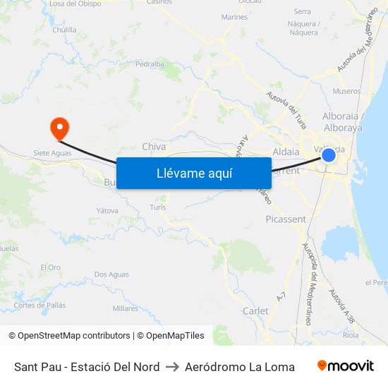 Estació Del Nord - Sant Pau to Aeródromo La Loma map