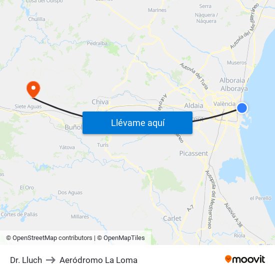 Dr. Lluch to Aeródromo La Loma map