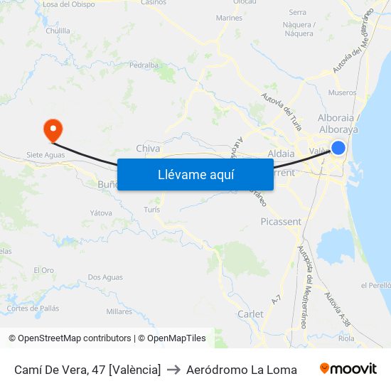 Camí De Vera, 47 [València] to Aeródromo La Loma map