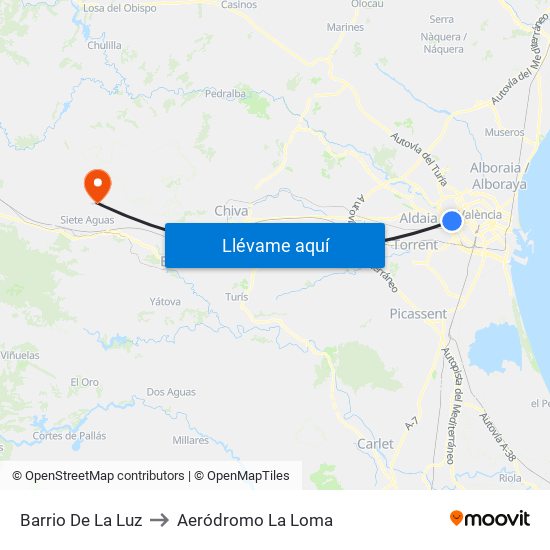 Barrio De La Luz to Aeródromo La Loma map