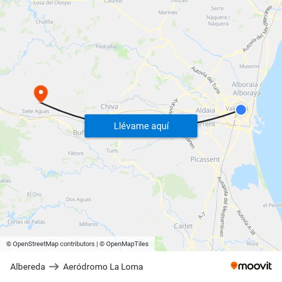 Albereda to Aeródromo La Loma map