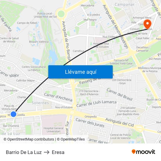 Barrio De La Luz to Eresa map