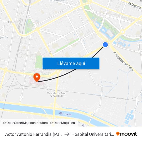 Actor Antonio Ferrandis - Centre Comercial to Hospital Universitari I Politècnic La Fe map