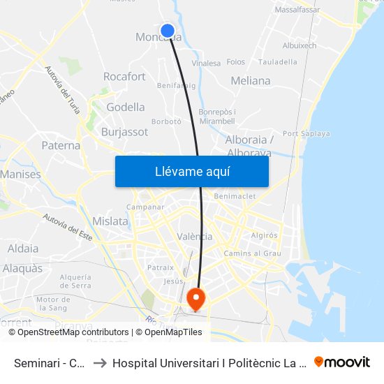 Seminari - Ceu to Hospital Universitari I Politècnic La Fe map