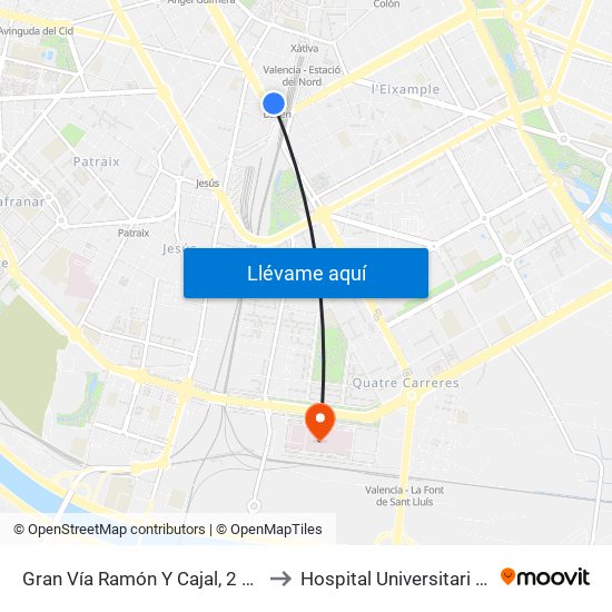 Gran Vía Ramón Y Cajal, 2 – C/ Bailén [València] to Hospital Universitari I Politècnic La Fe map