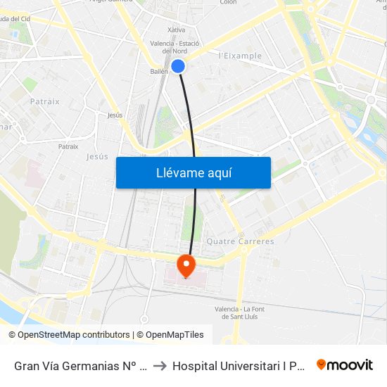 Gran Vía Germanias Nº 41 [València] to Hospital Universitari I Politècnic La Fe map