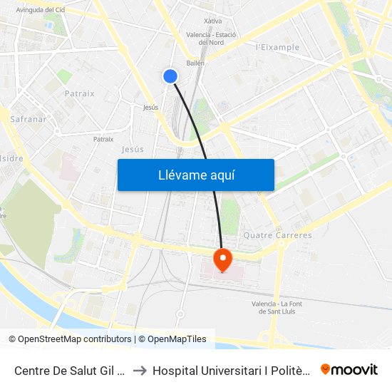 Centre De Salut Gil I Morte to Hospital Universitari I Politècnic La Fe map