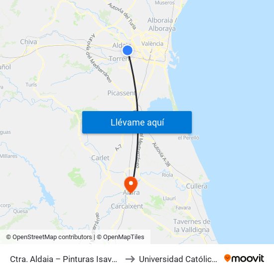 Ctra. Aldaia – Pinturas Isaval (Impar) [Aldaia] to Universidad Católica De Valencia map