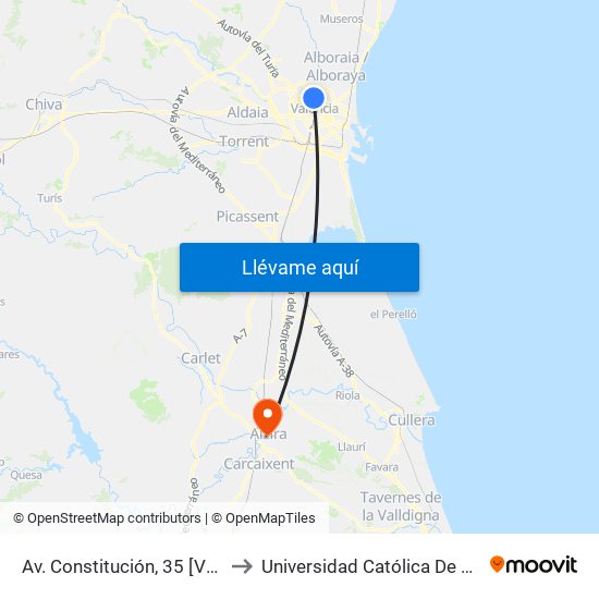 Av. Constitución, 35 [València] to Universidad Católica De Valencia map