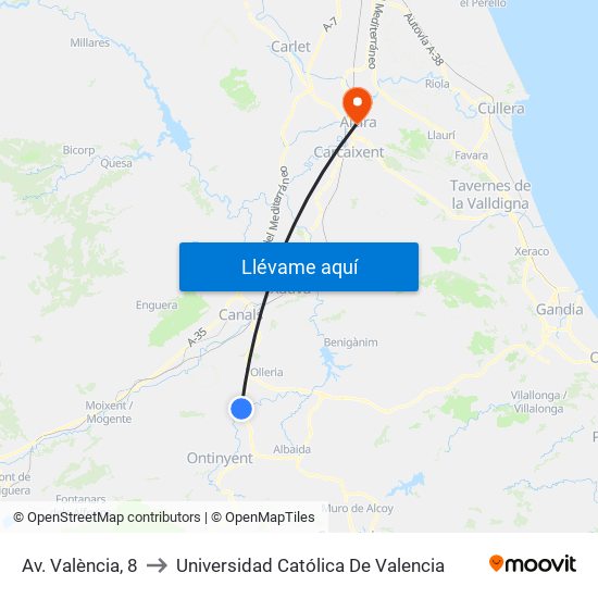 Av. València, 8 to Universidad Católica De Valencia map