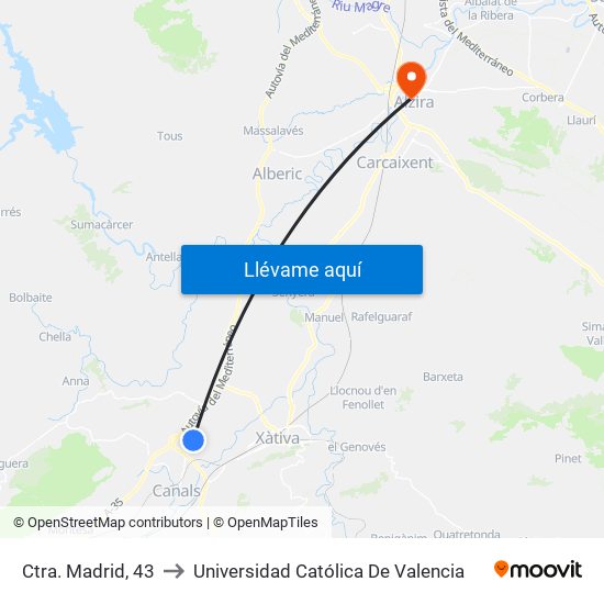 Ctra. Madrid, 43 to Universidad Católica De Valencia map